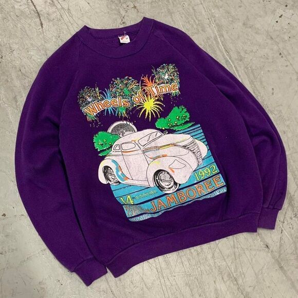 Vintage 90s car graphic Crewneck sweatshirt size large - Picture 2 of 5